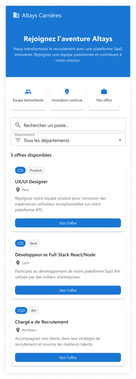 Site Carrière Mobile First Altays